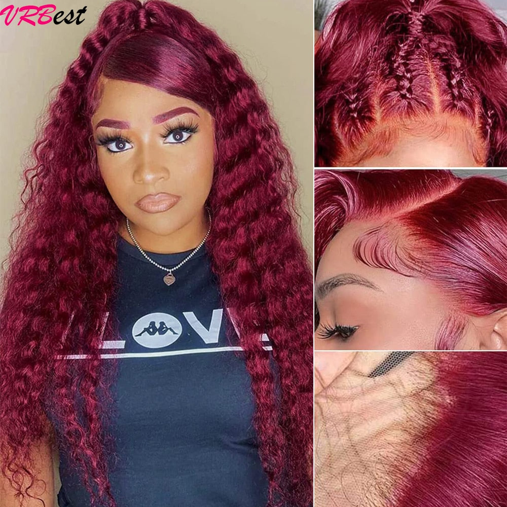 Deep Wave Burgundy 13x4 HD Lace Frontal Wig